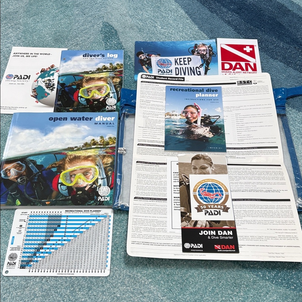 PADI Open Water Dive Training Materials for Scuba Divers